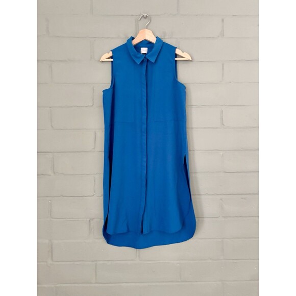 Cupio Ocean Blue Sleeveless Button Down Tunic Dress Women’s Size s Petite - Picture 1 of 8